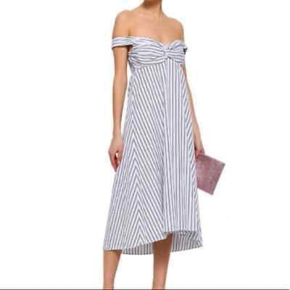 A.L.C. stripe midi dress off shoulder size 2 minimalist classic wedding summer